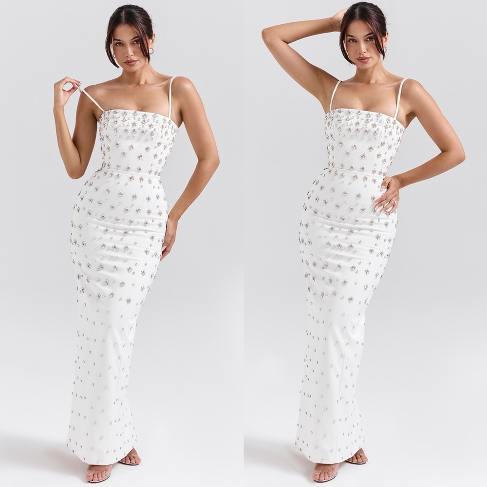 House of CB Martine Elegant White Embellished Bridal Dress - Picture 2 of 6